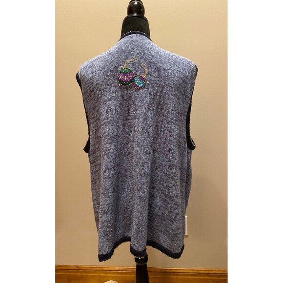 White Stag Christmas  Sweater Vest Vintage Look Size 18W - 20W Blue w/ Snowman - Picture 8 of 11